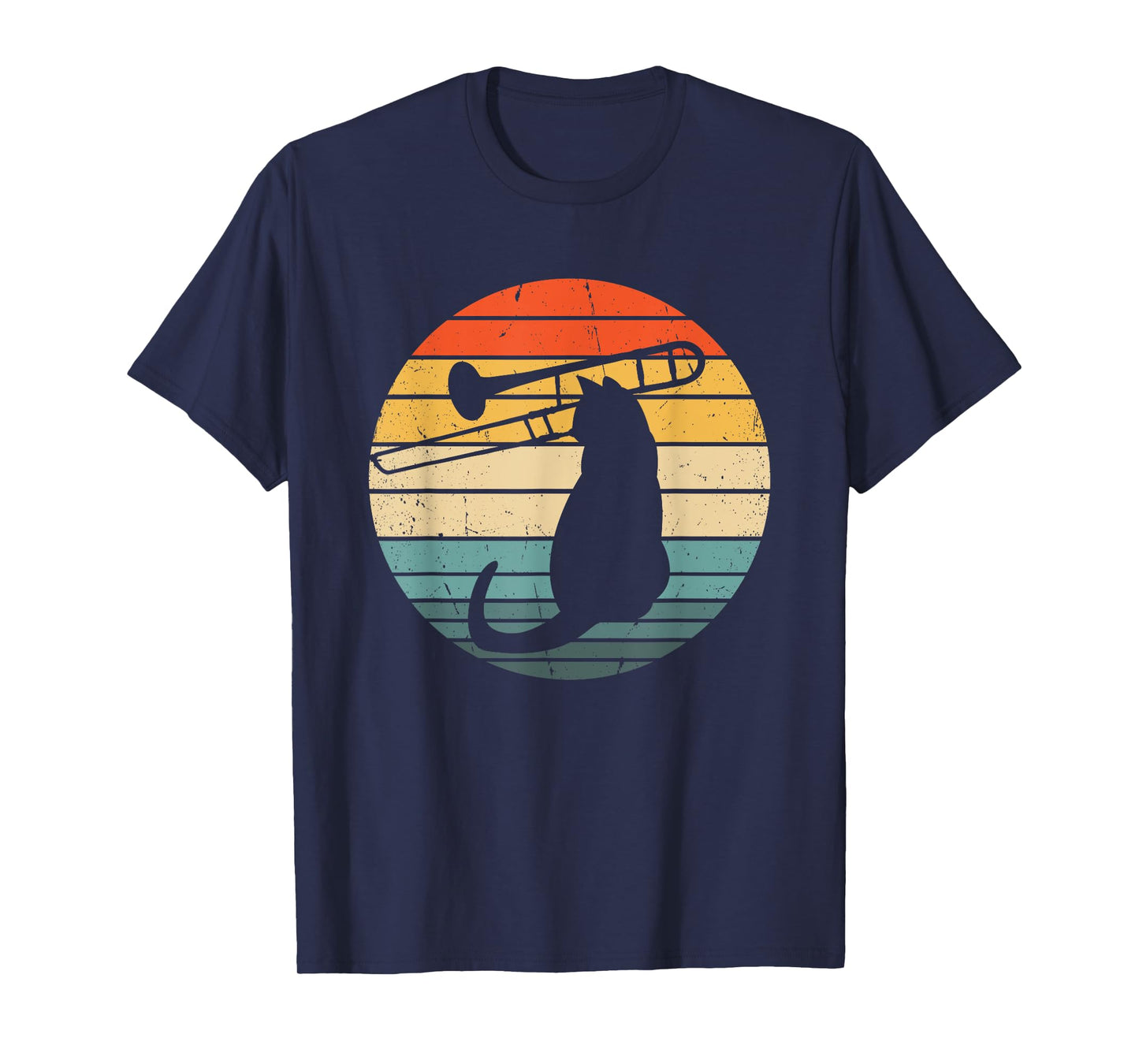 Cat Playing Trombone Trombonist Funny Cat Jazz Trombone Men Women Girls Kids T-Shirt