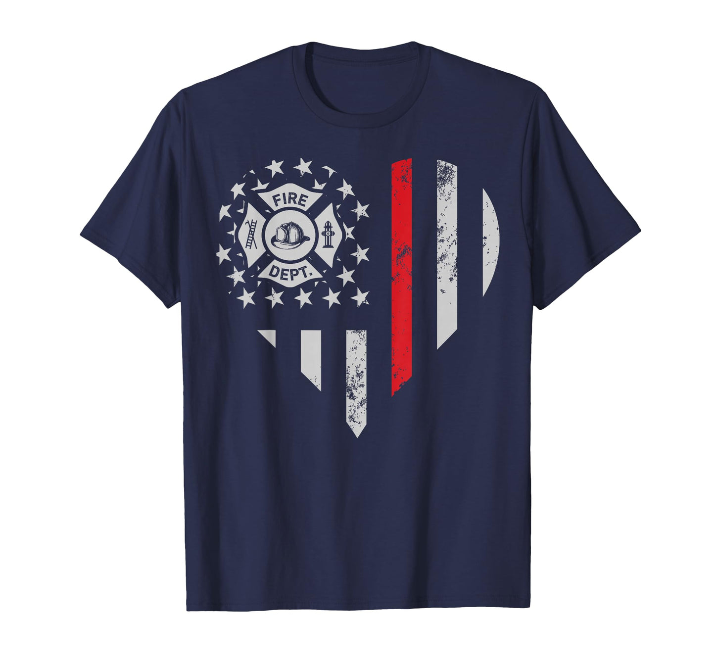 Firefighter Love Thin Red Line Heart 4th of July USA Flag T-Shirt