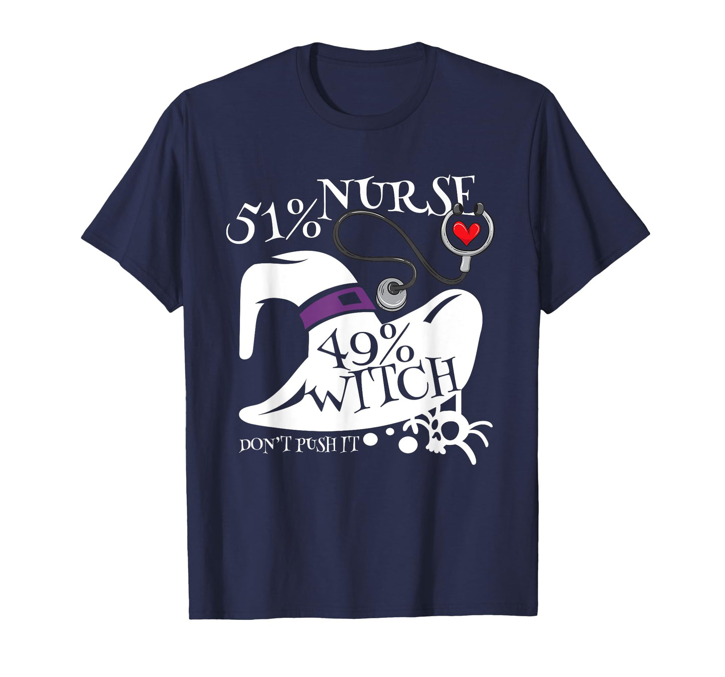 51% Nurse 49% Witch Funny Halloween Speelbind Nurse T-Shirt