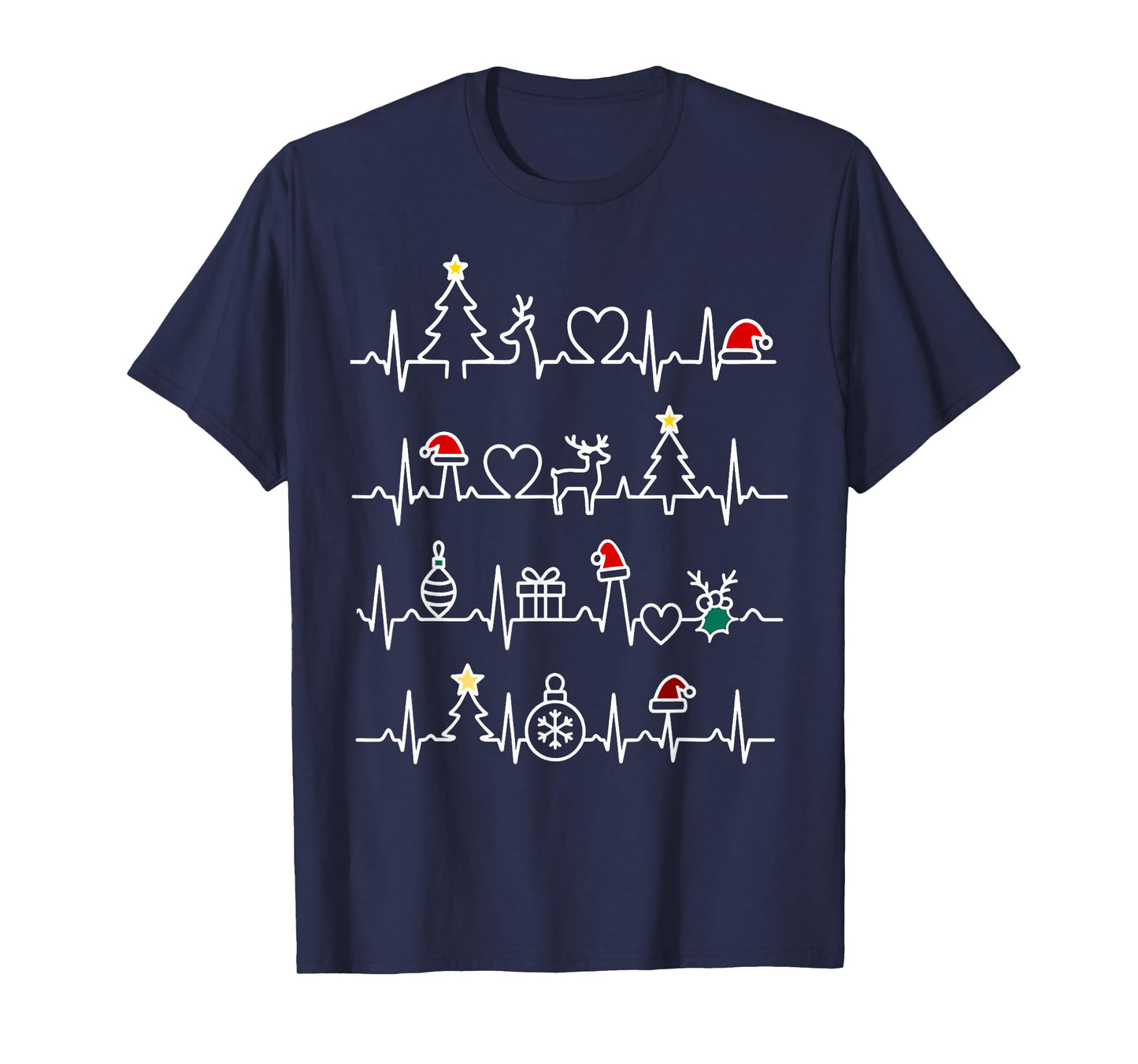 Christmas EKG Heartbeat Cardiologist Cardiology Heart Women T-Shirt