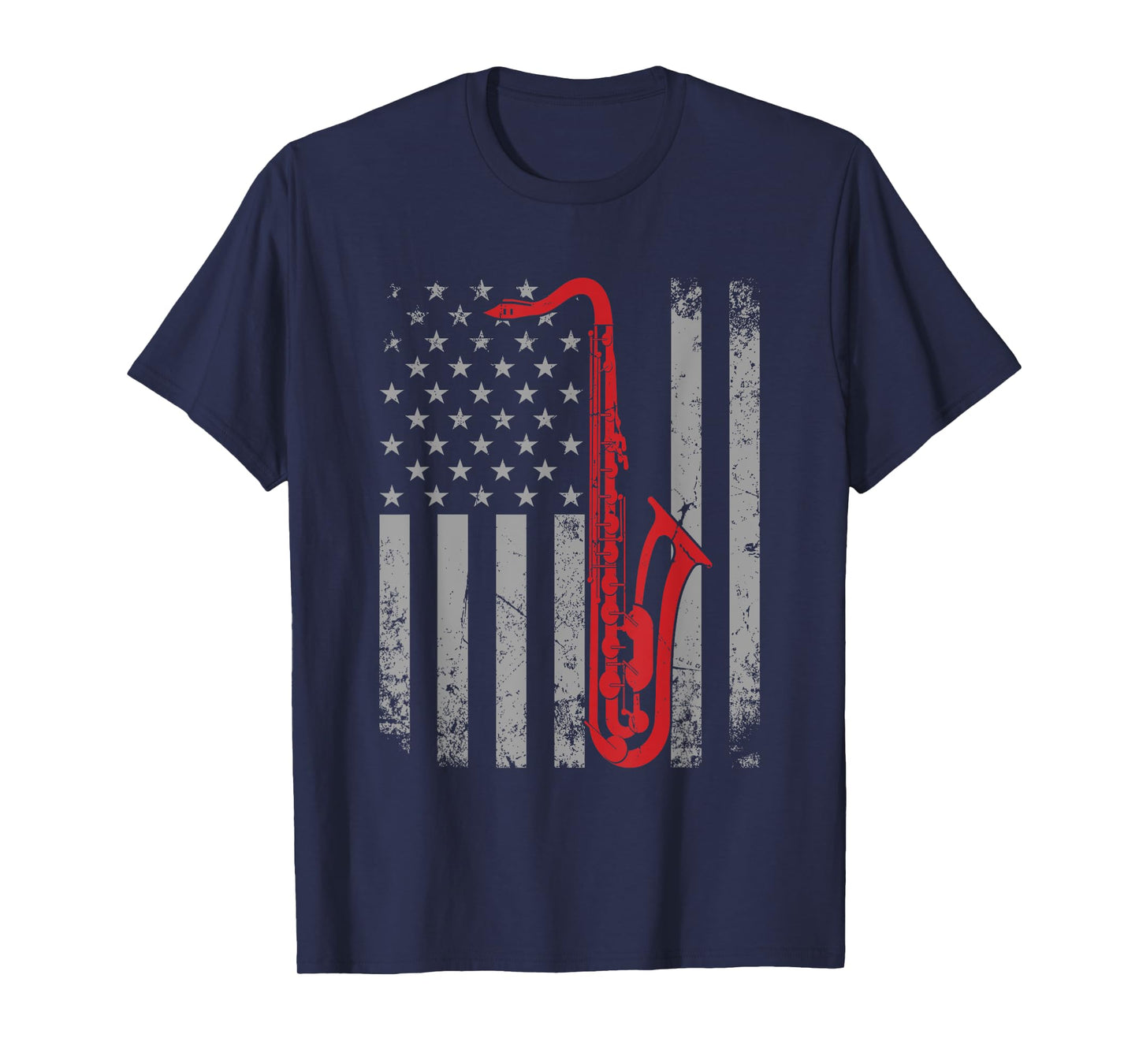 Saxophone Musician Jazz Music American Flag For Saxophonist Women Kids Men T-Shirt