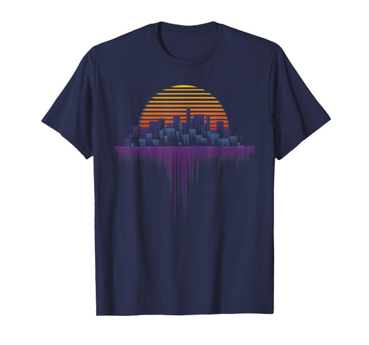 synthwave outrun vaporwave city sunset aesthetic t shirt T-Shirt
