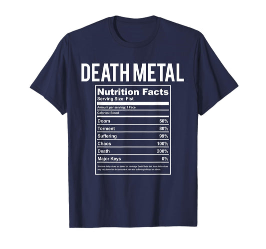 Funny Brutal Death Metal Nutrition Facts Concert Gift T-Shirt Small