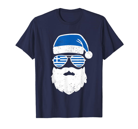 Greek Orthodox Christmas Santa Claus Greece Flag Greek T-Shirt