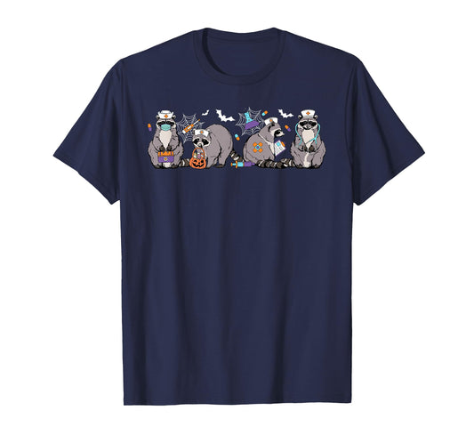 Cute Nurse Raccoon Halloween T-Shirt