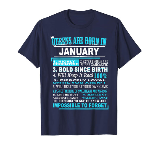 Queens are born in January - 10 Facts Born in January T-Shirt