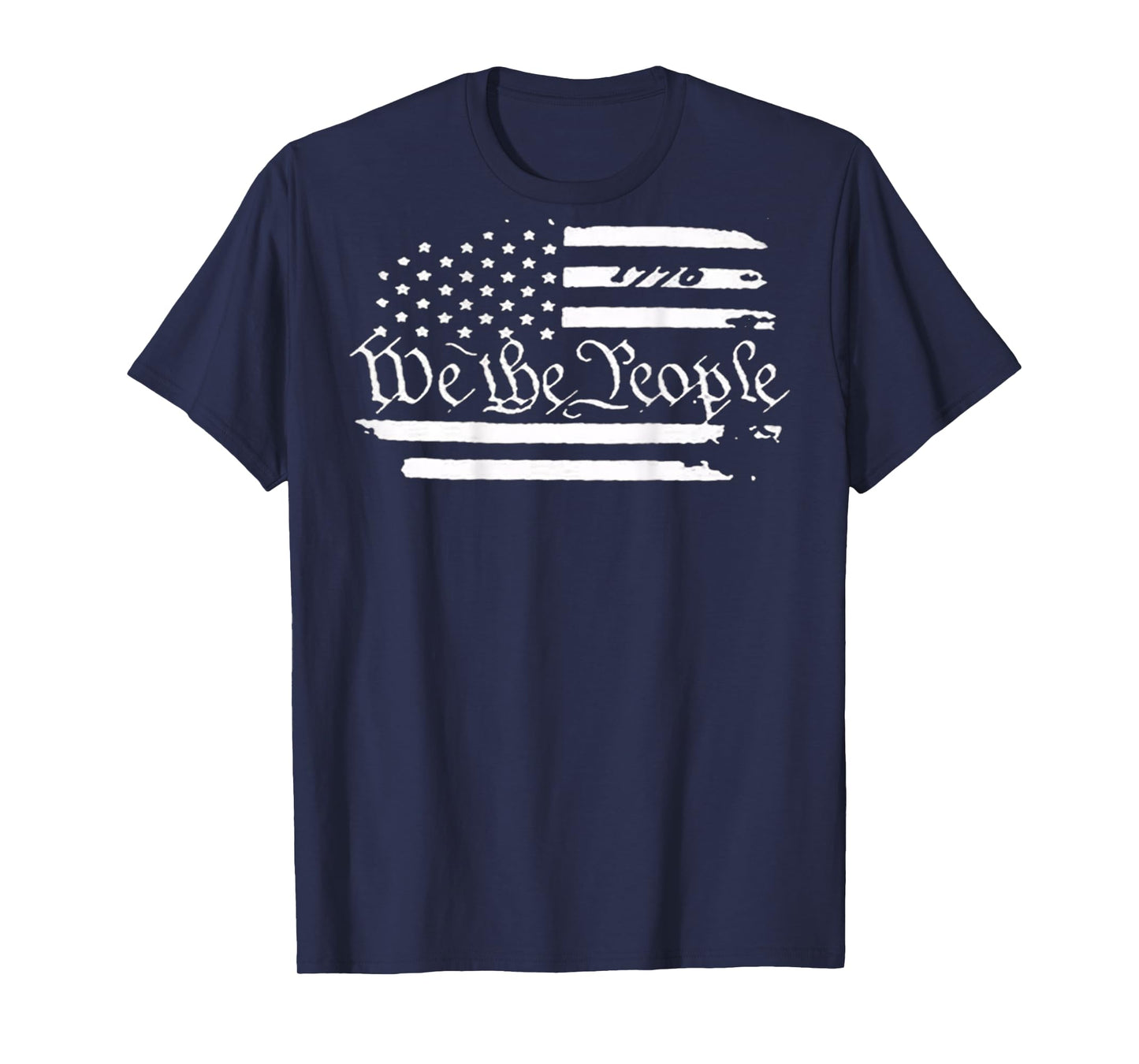 American Flag Patriotic 1776 We The People USA Print On Back T-Shirt