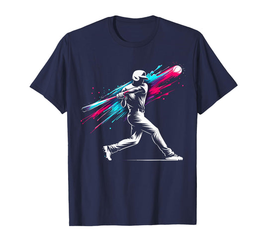 Colorful Baseball Player Drip T-Shirt