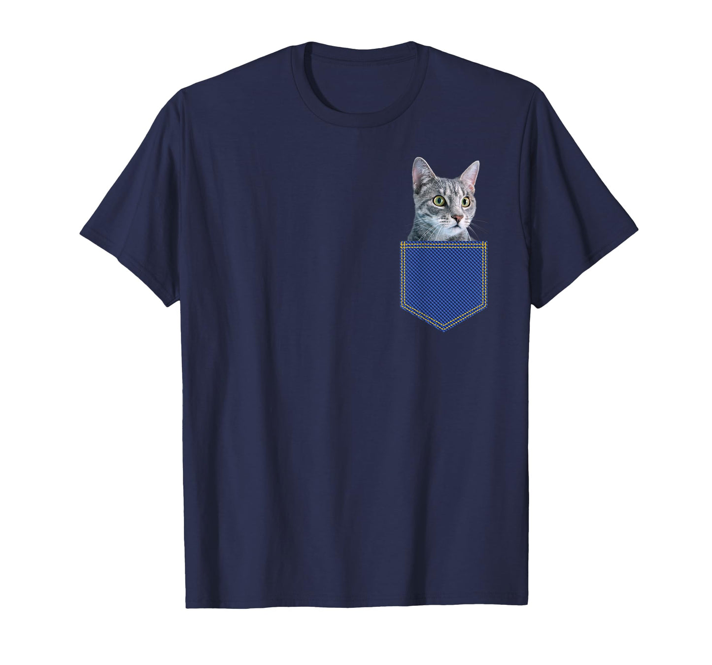 Gray Cat In A Pocket Cute Kitten Pocket Men Women Kids T-Shirt
