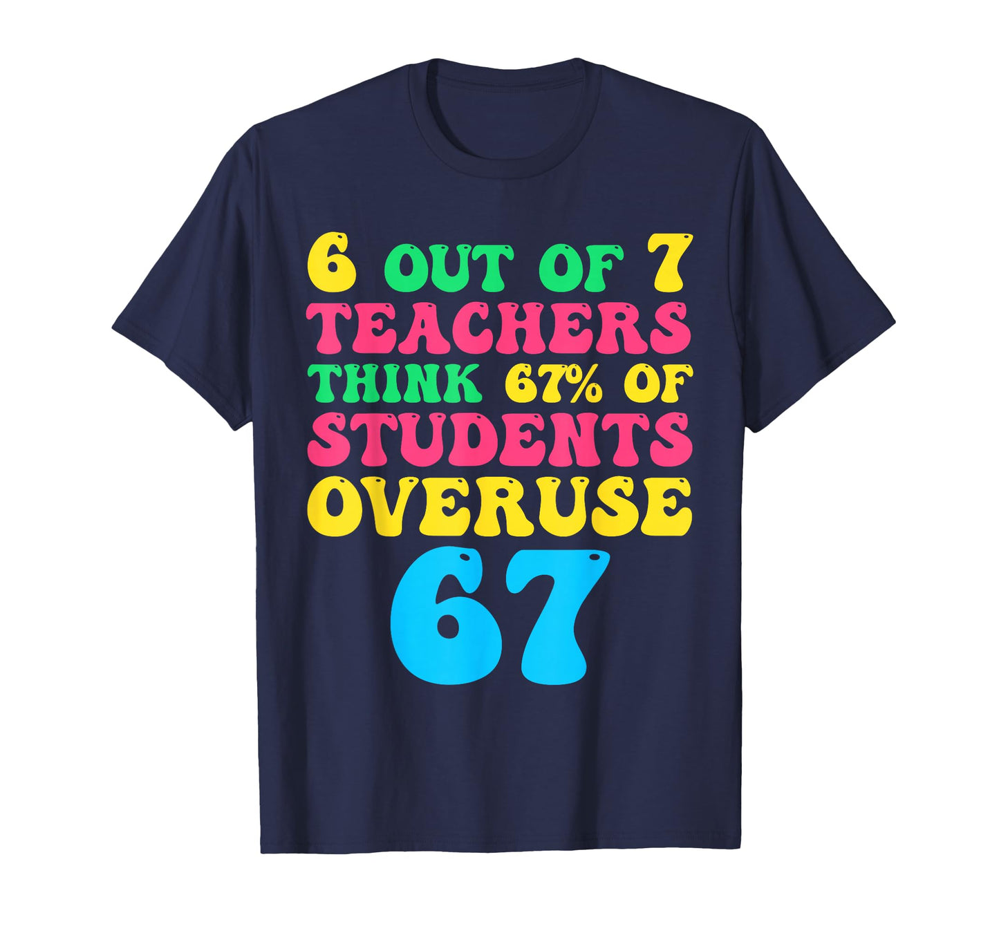 Funny Math Teacher 6 7 Overuse 67 Six Seven Gen Alpha Meme T-Shirt