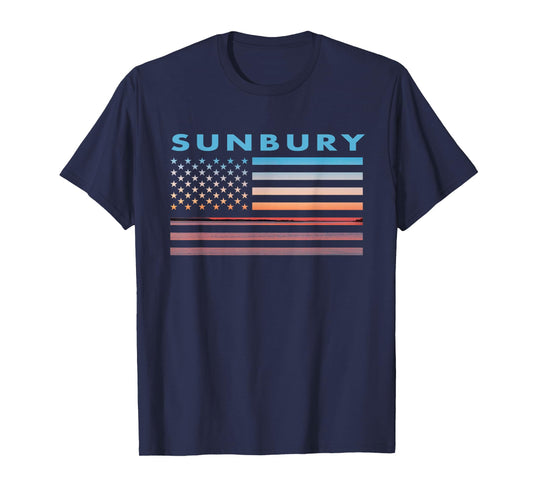 Vintage Sunset American Flag Sunbury, Georgia T-Shirt