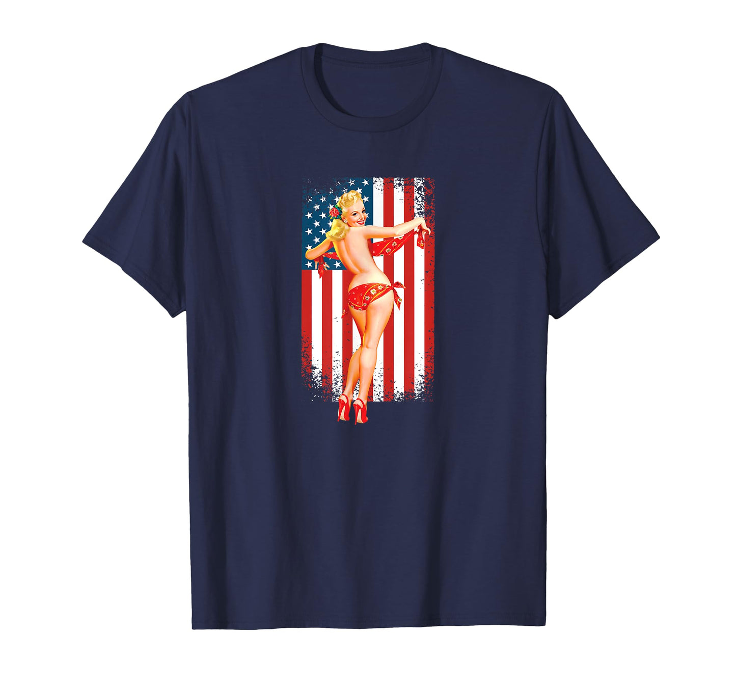 Patriotic Vintage Sexy Pinup Girl T-Shirt