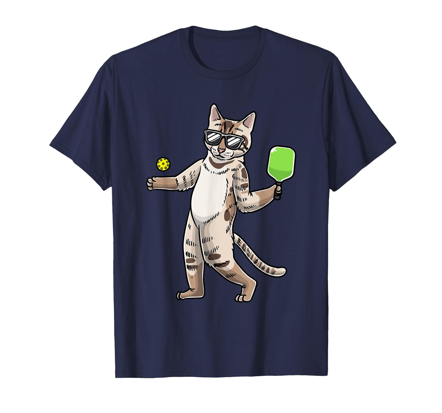 Cat Playing Pickleball Player Racket Sports Men Women T-Shirt