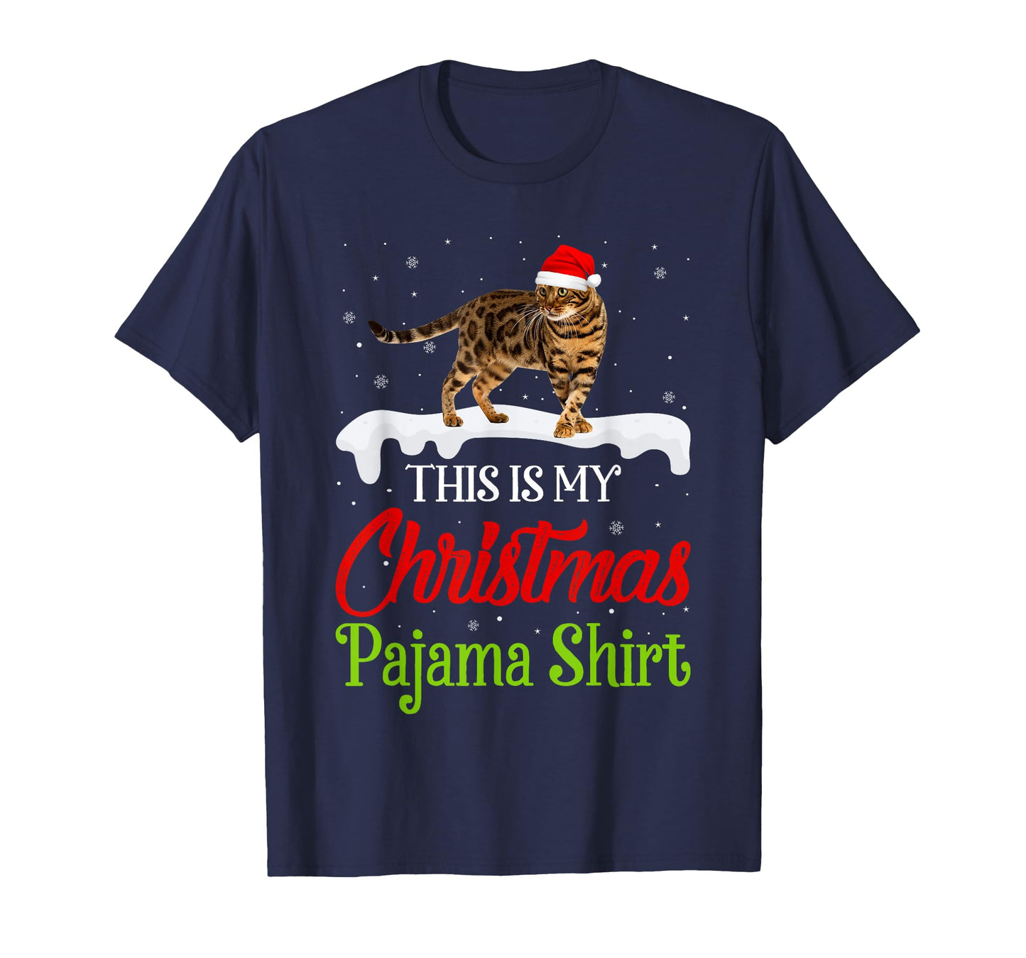 This Is My Christmas Pajama Shirt Bengal Cat T-Shirt