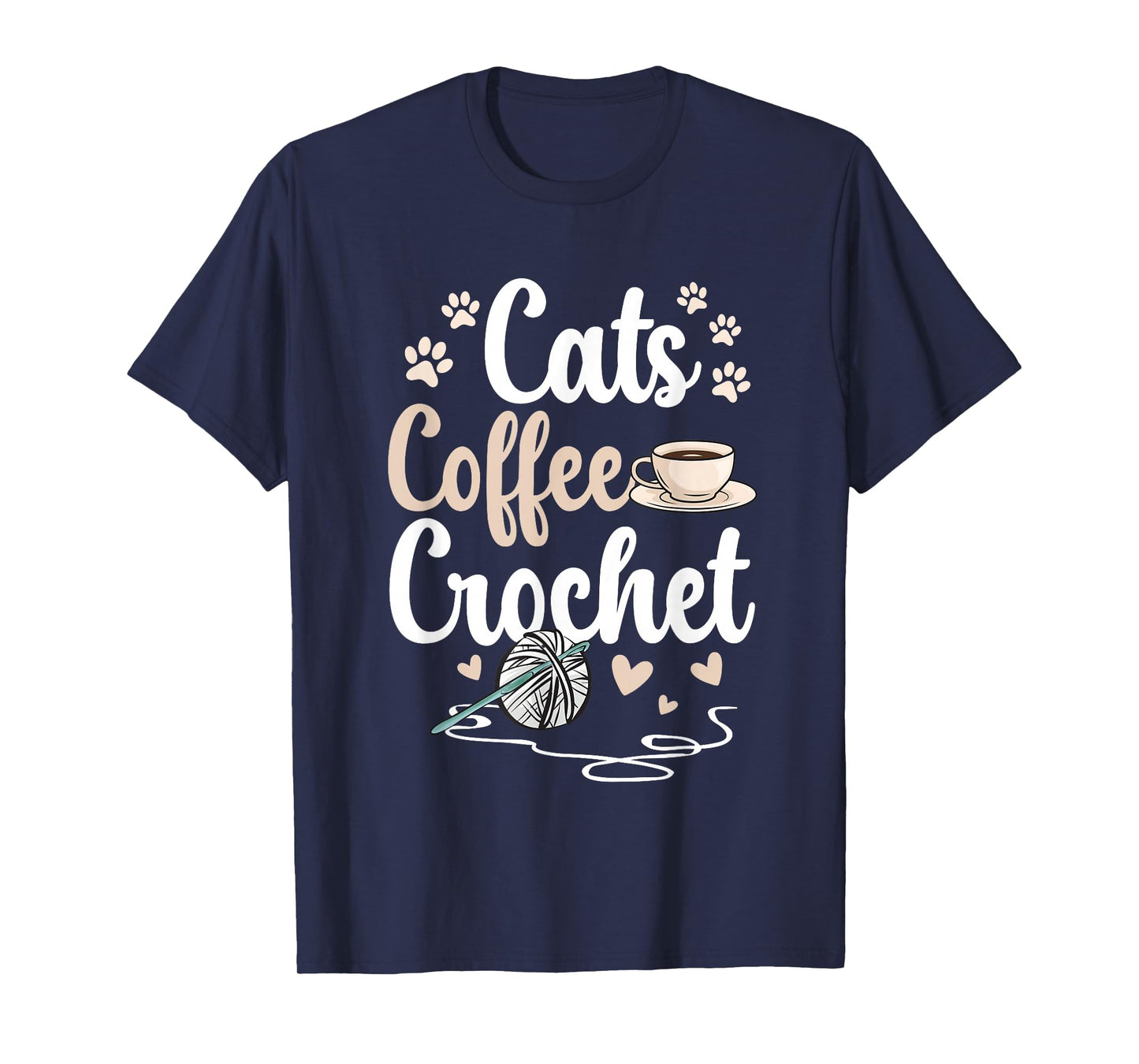 Cats Coffee Crochet Crocheter Crocheting T-Shirt