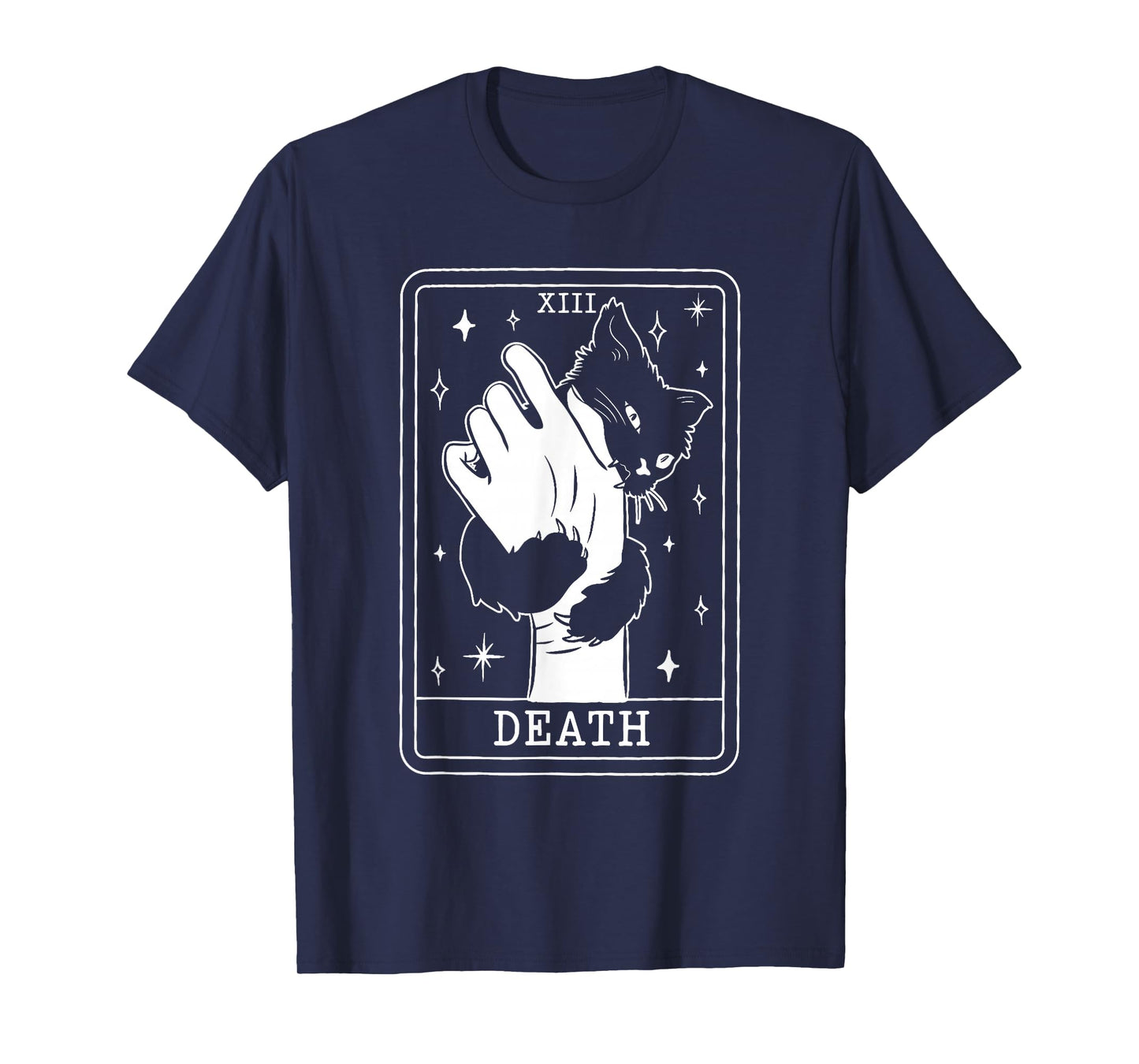 Black Cat Tarot Death Halloween Witchy Cat Lover Men Women T-Shirt