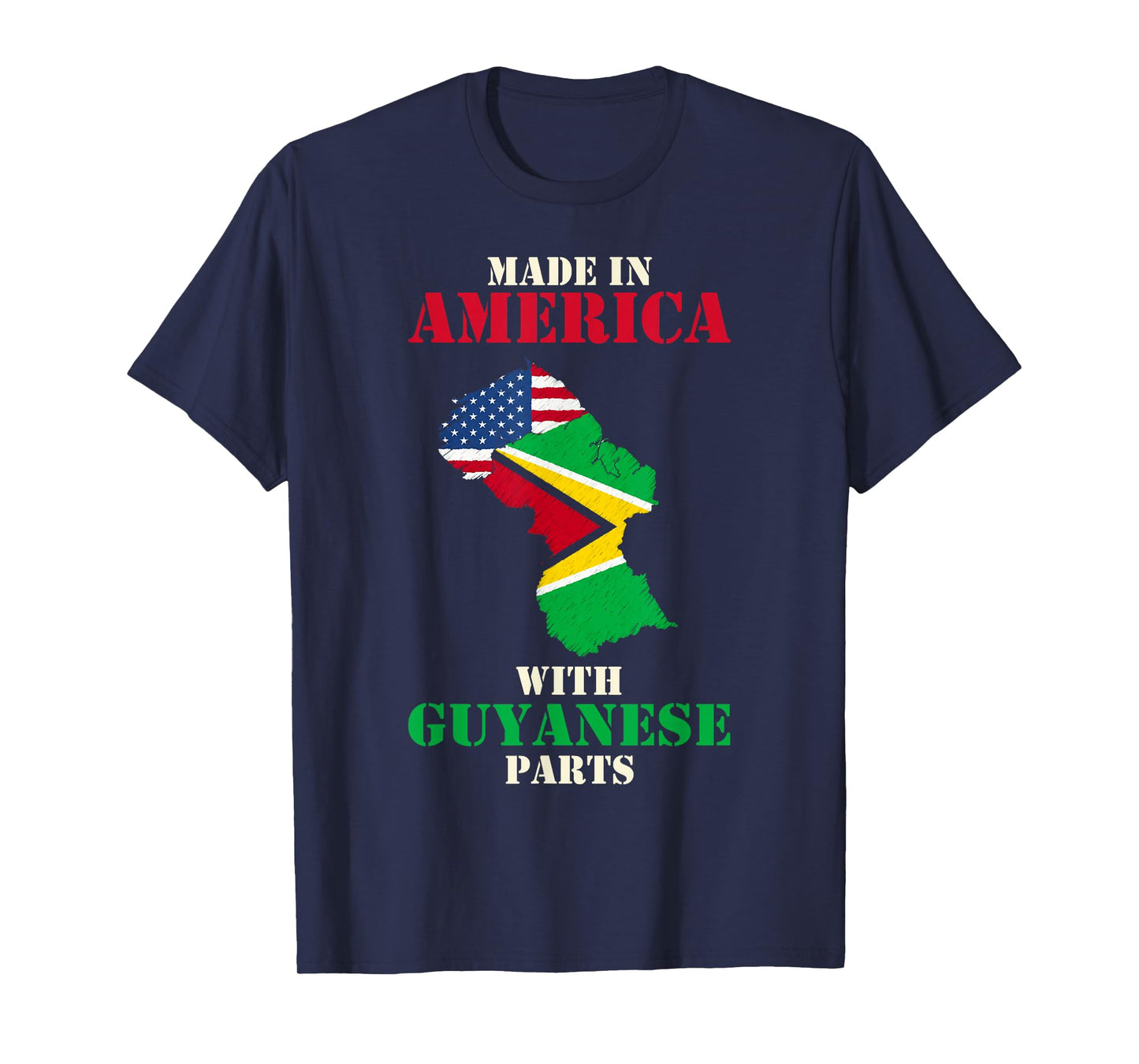 Made in America with Guyanese parts USA Guyana flag T-Shirt