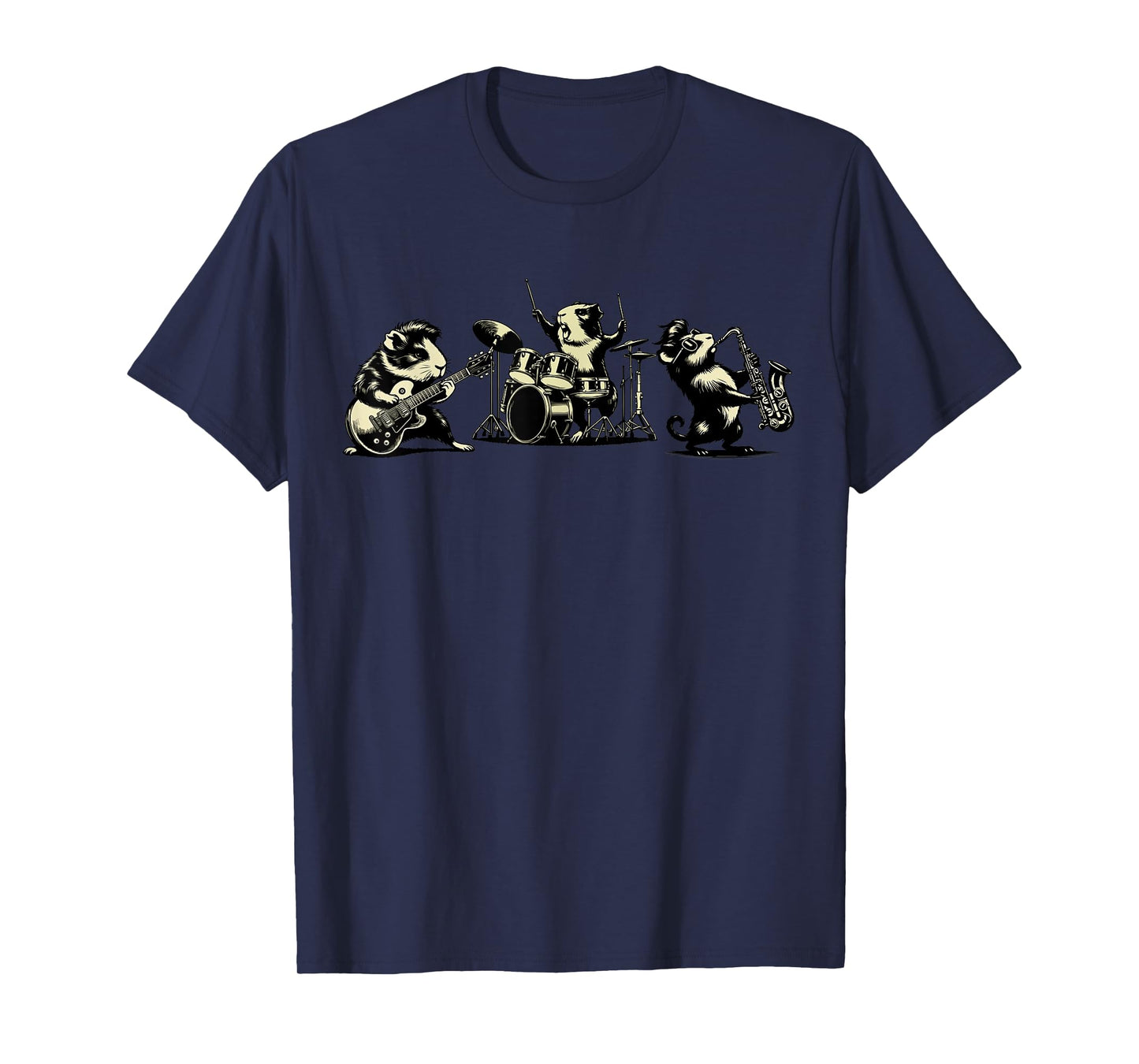 Retro Guinea Pig Rock Music Vintage Guinea Pig Band Music T-Shirt