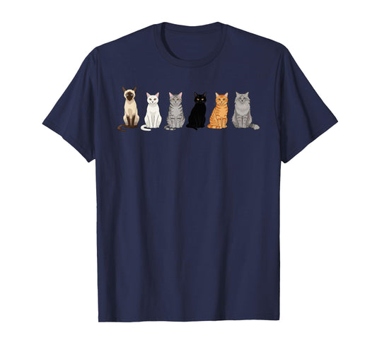 Cute Cartoon Cats for Cat Lovers Funny Cat Breed Gifts T-Shirt