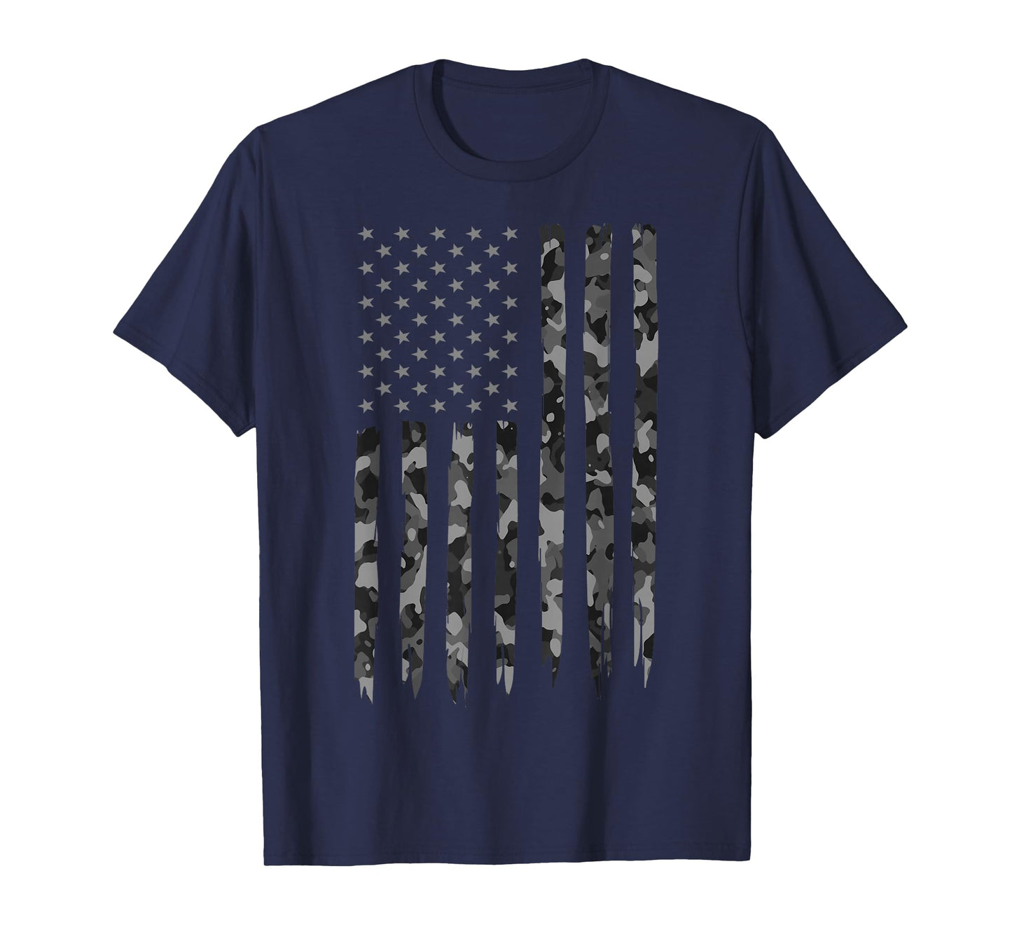 Camo American Flag - Gray American Flag Camo T-Shirt