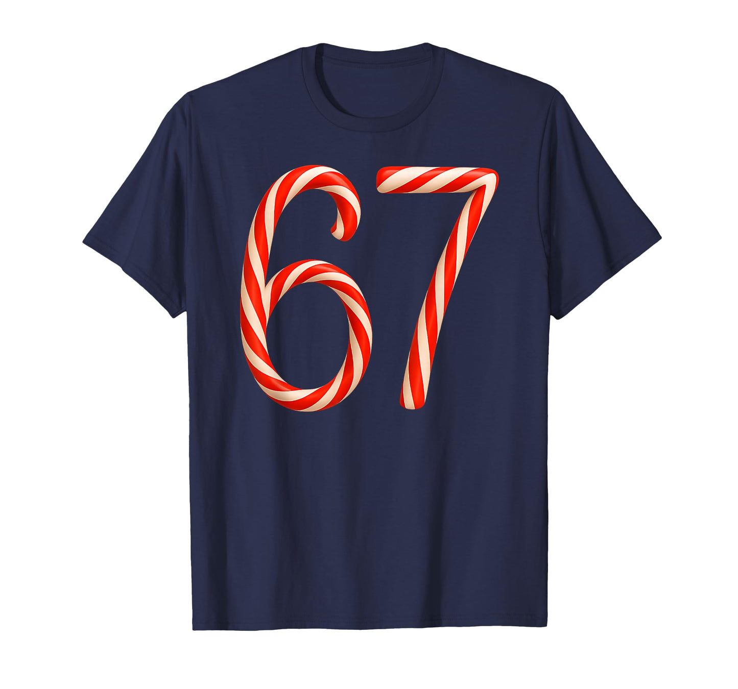 Six Seven Kids 67 Boys Girls 6 7 Peppermint Candy Cane Tee T-Shirt