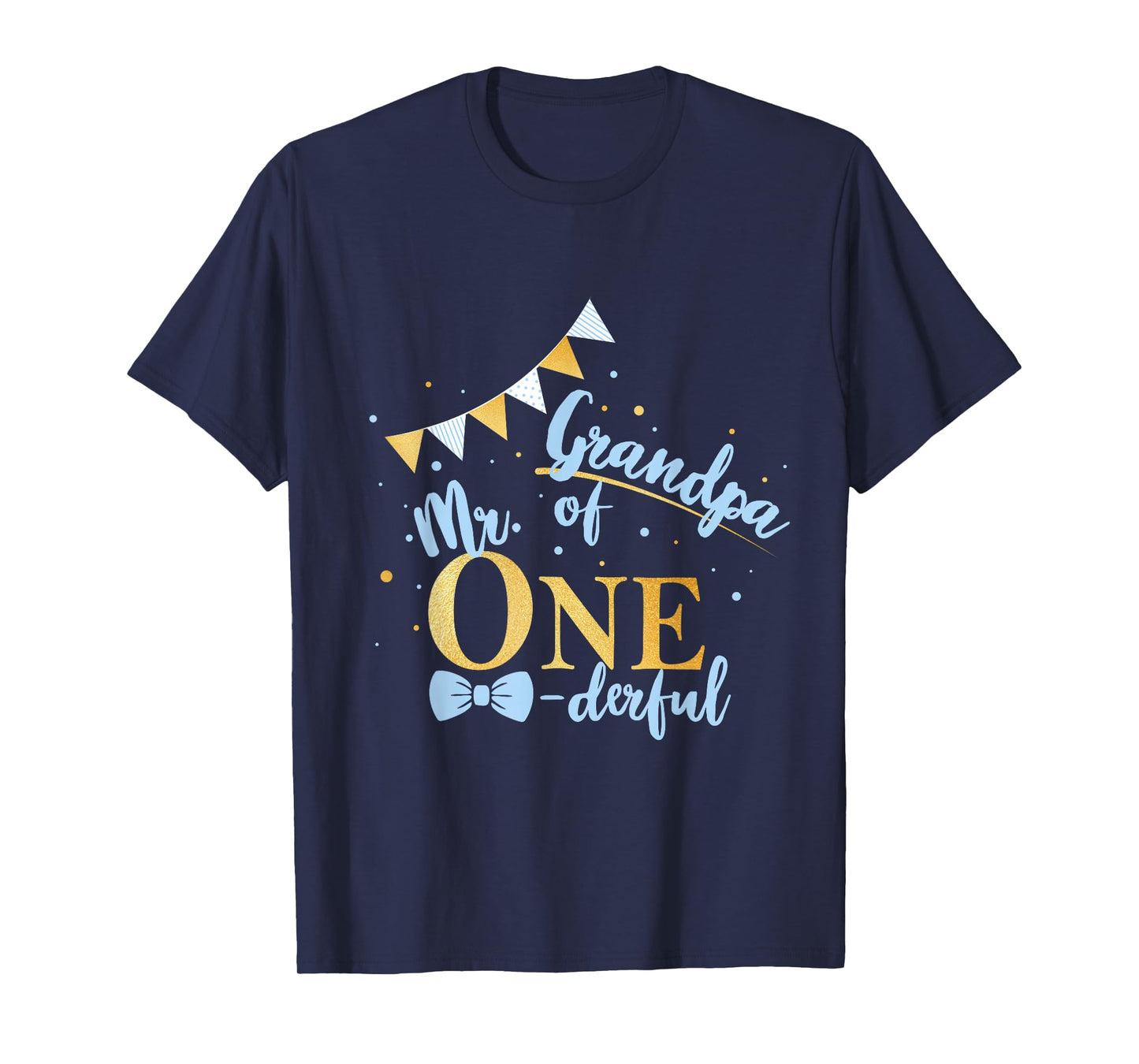 Grandpa Of Mr One-derful Party Blue-Gold Boy 1st Birthday T-Shirt
