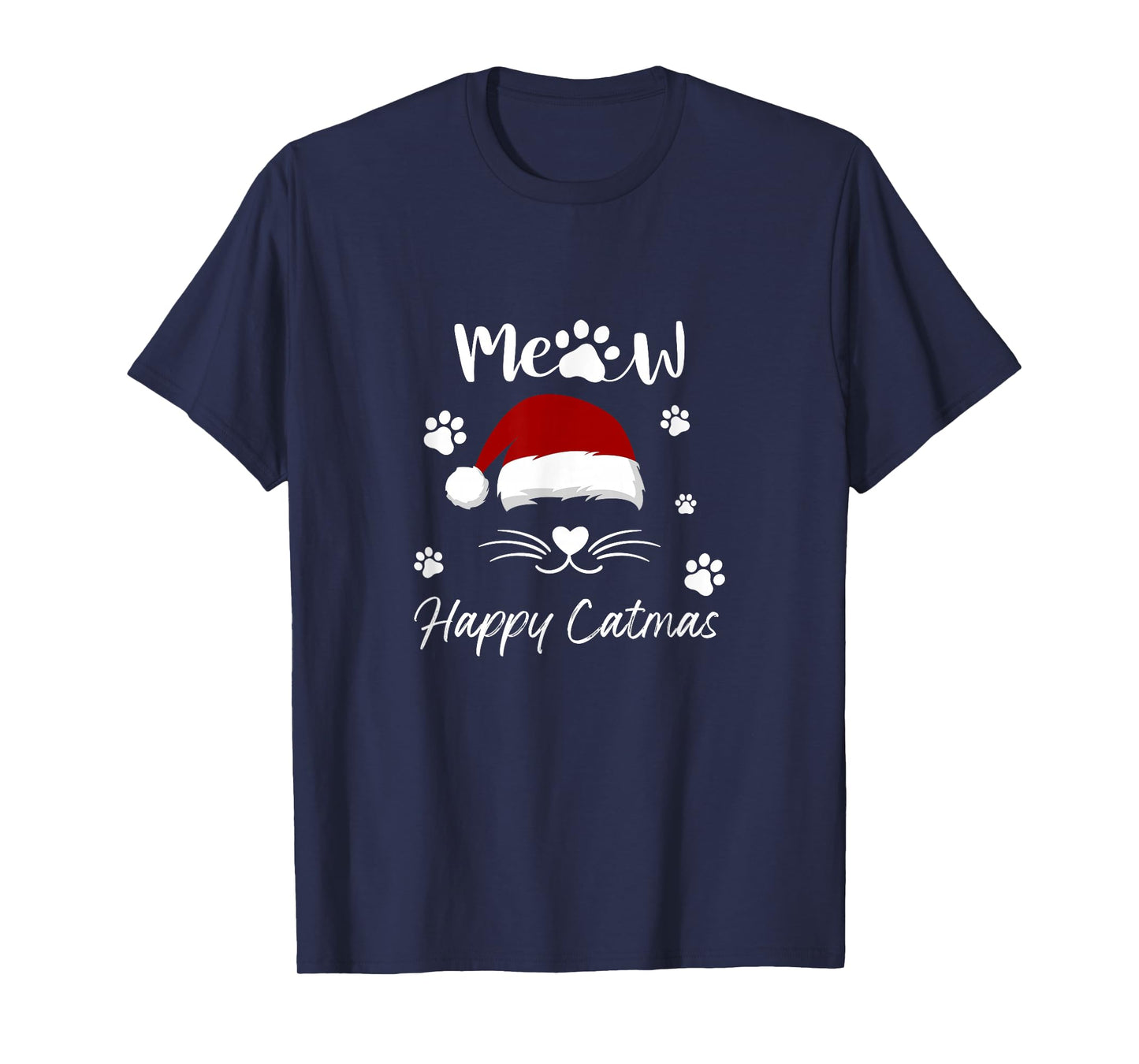 Meowy Catmas Cute Kitten Cats Santa Hat Christmas Xmas 2025 T-Shirt