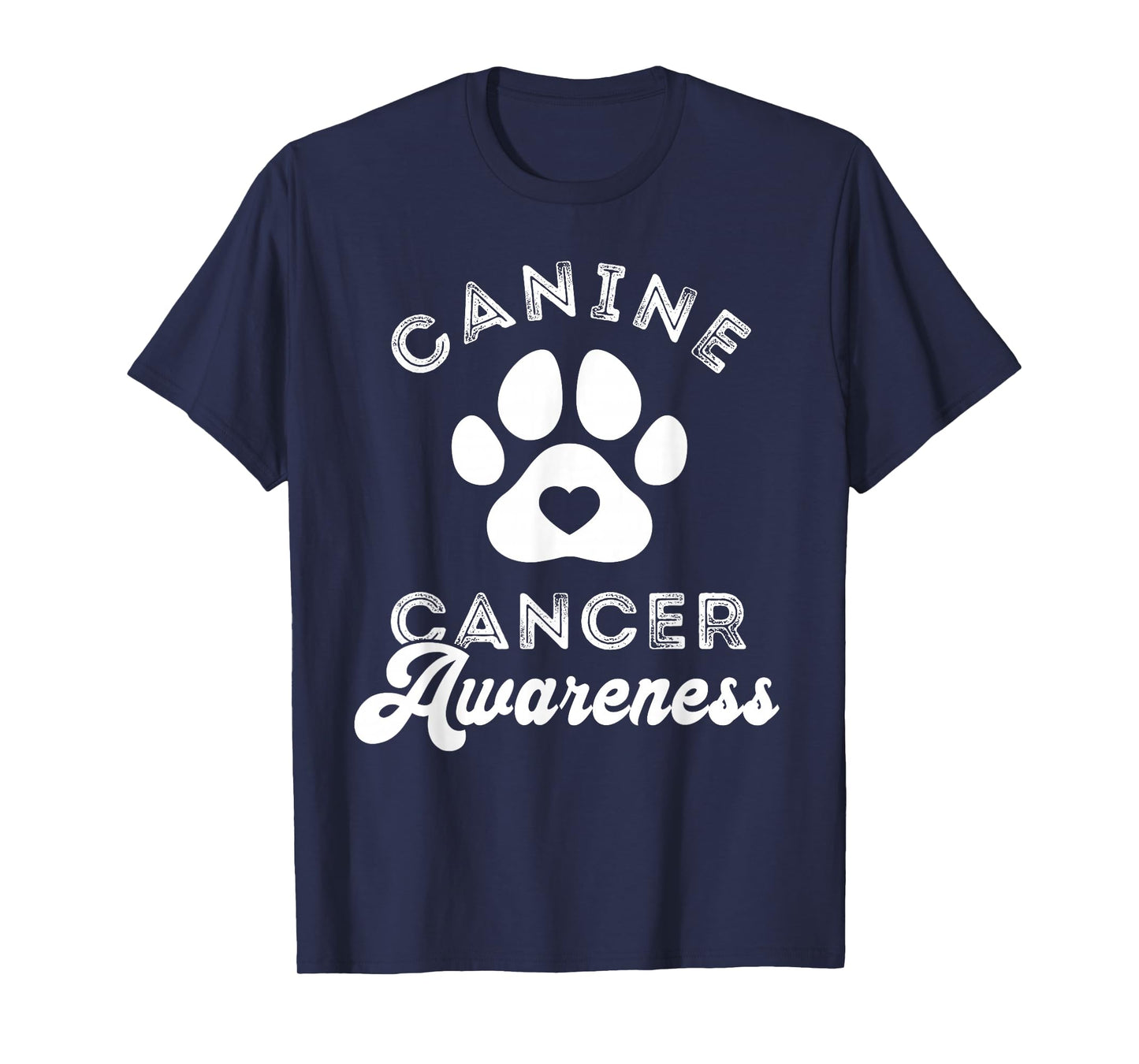 Canine Cancer Awareness Pet Awareness Heart Paw Print T-Shirt