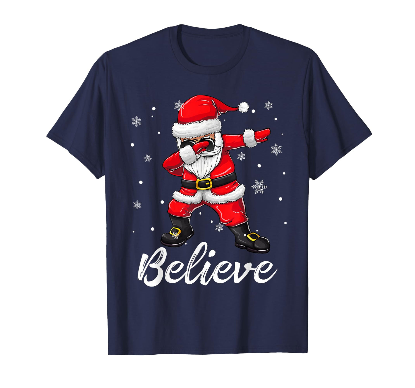 Believe Christmas Shirt Dabbing Santa Claus Kids Boys Girls T-Shirt