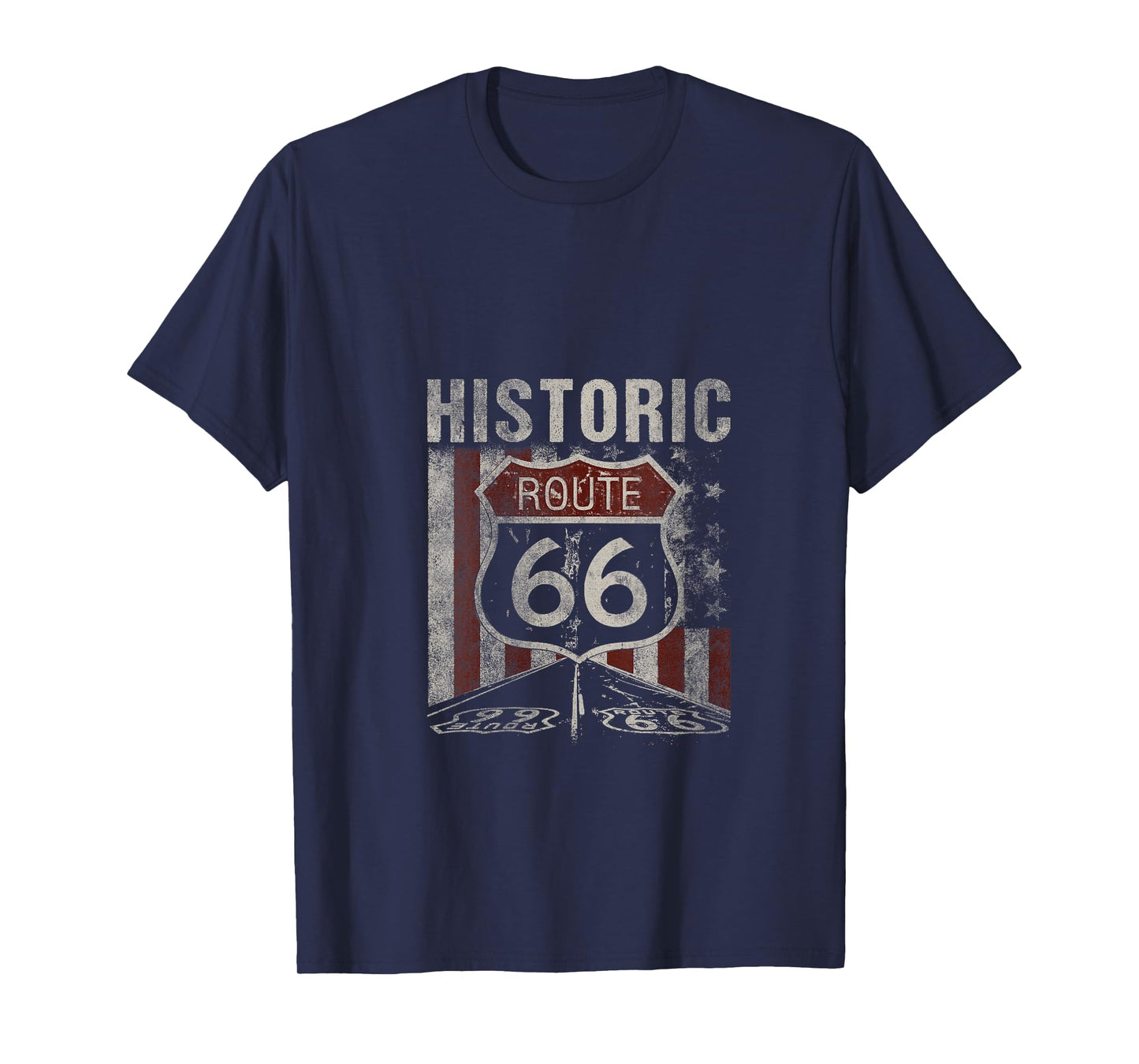 Womens Historic U.S.A. Route 66 Highway Vintage America Road Sign V-Neck T-Shirt