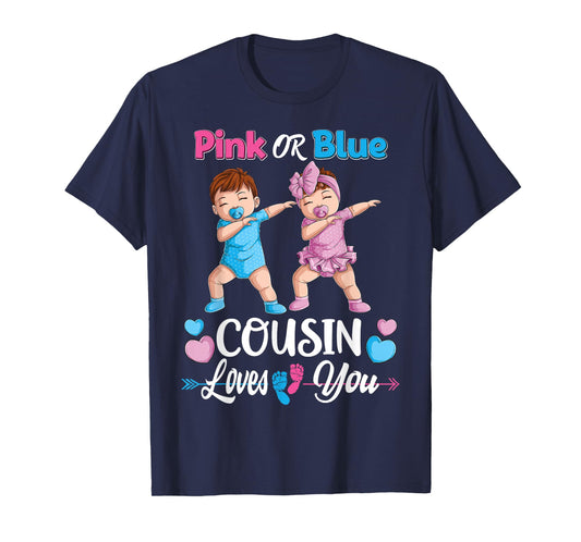 Pink Or Blue Cousin Loves You Baby Gender Reveal Party Women T-Shirt