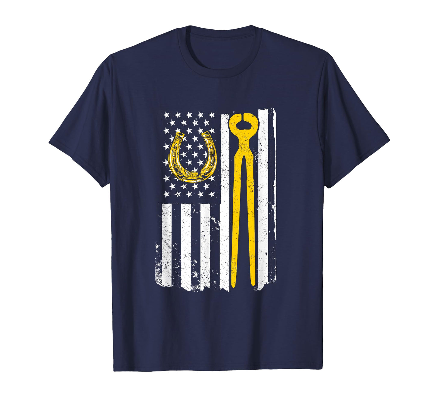 Horseshoe Ferrier Horse Lover US Flag American Independence T-Shirt