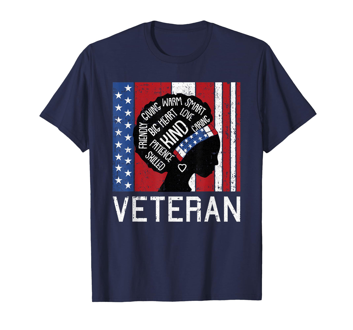 Afro Woman American Flag Veterans Day Army Military Wife T-Shirt
