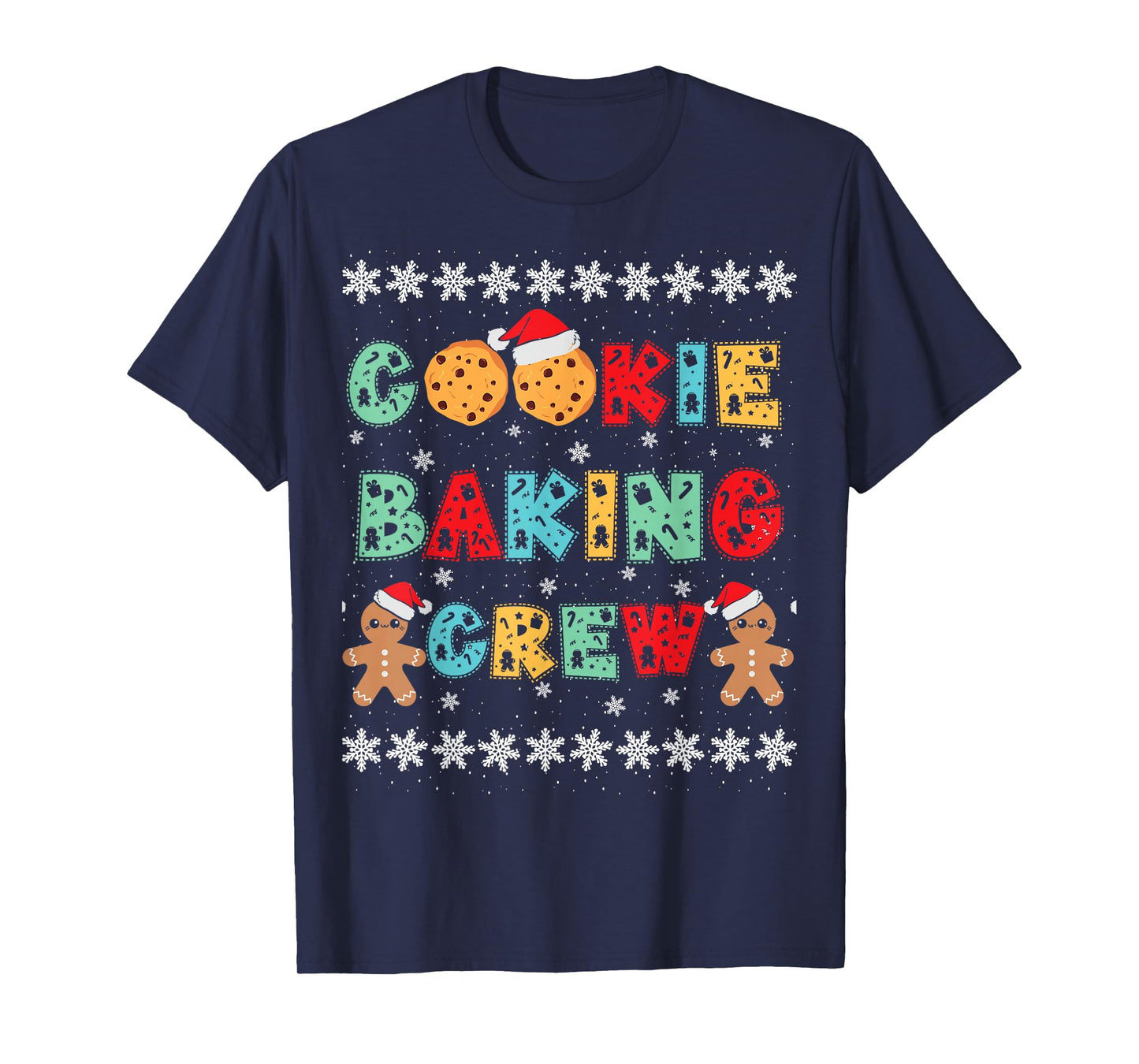 Cookie Baking Crew Gingerbread Men with Xmas Hats T-Shirt