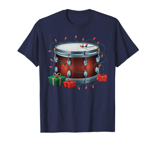 Drummer Drum Xmas Lighting Santa Musical Drum Christmas T-Shirt