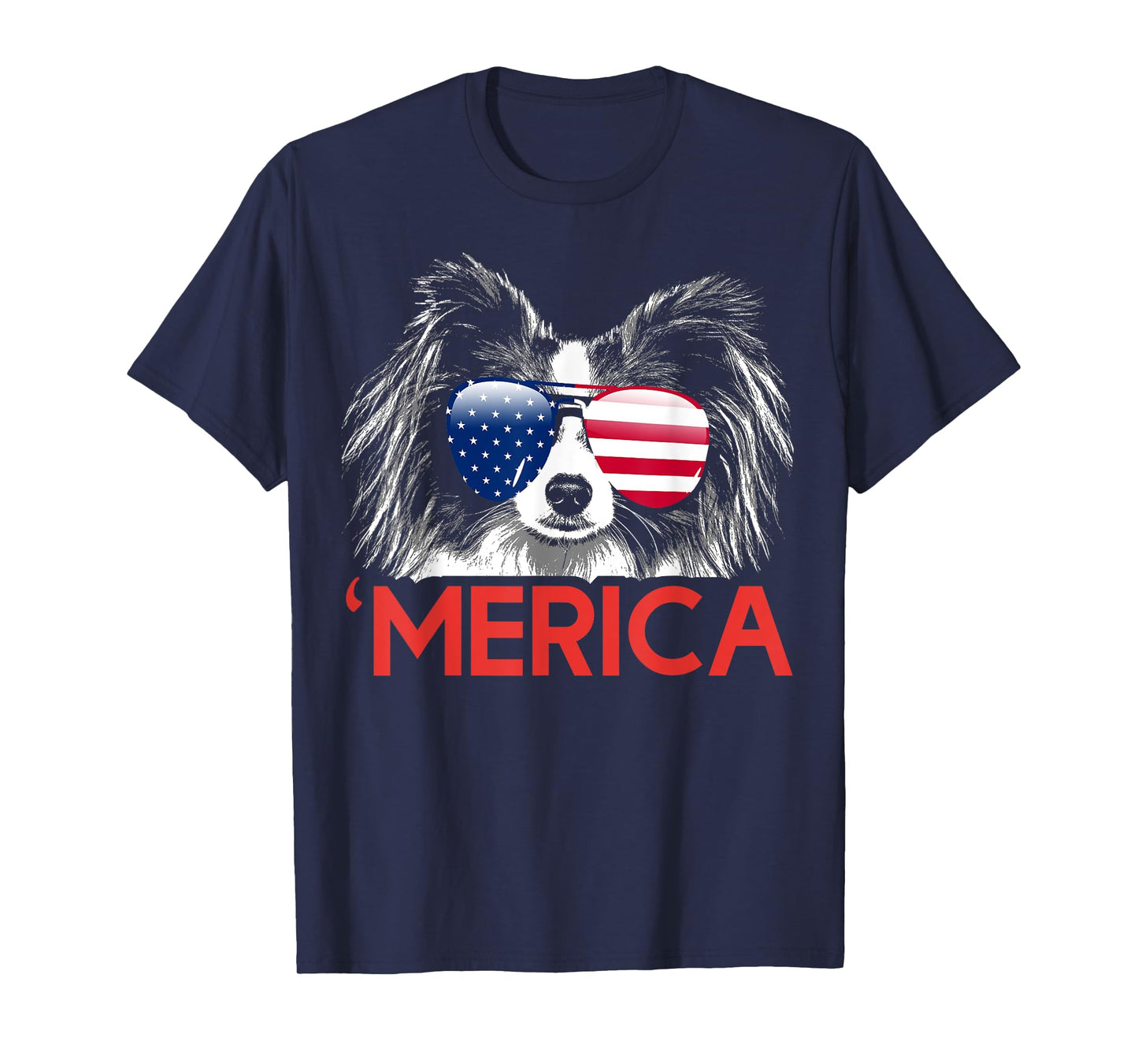 Merica Papillon American Flag 4th of July T-Shirt