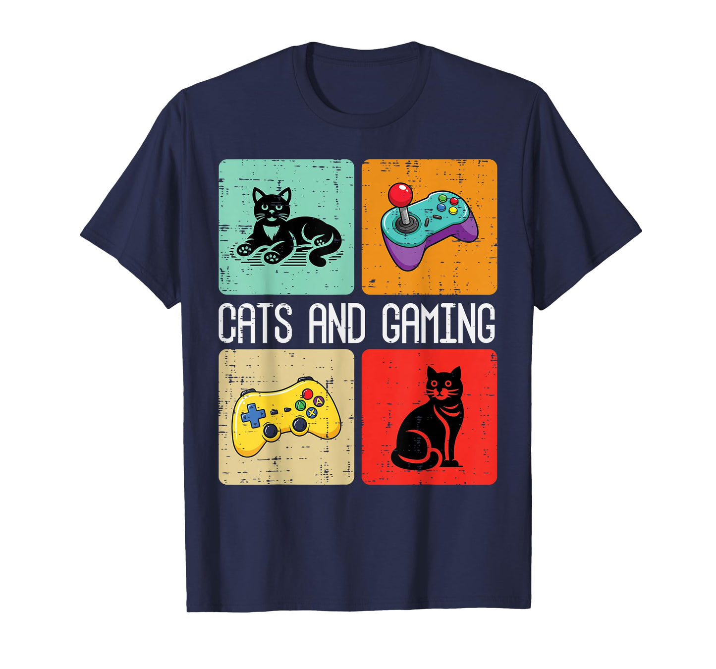 Cats and Gaming Retro Video Gamer Player Men Boys Kids Women T-Shirt