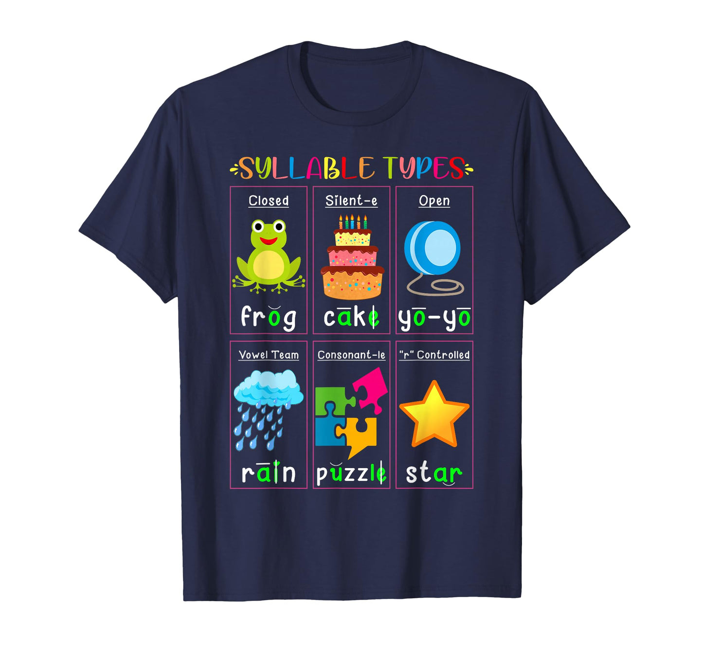 Reading Teacher Reading Specialist Phonics Syllable Types T-Shirt