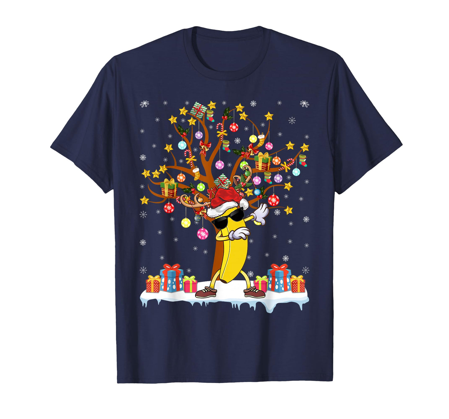 Banana Xmas Lighting Tree Santa Banana Christmas Tree T-Shirt