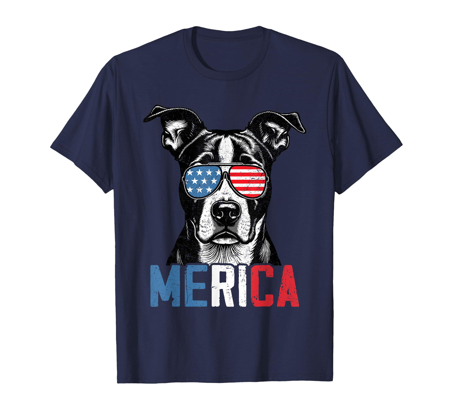 Patriotic American Staffordshire Terrier Merica 4th Of July T-Shirt