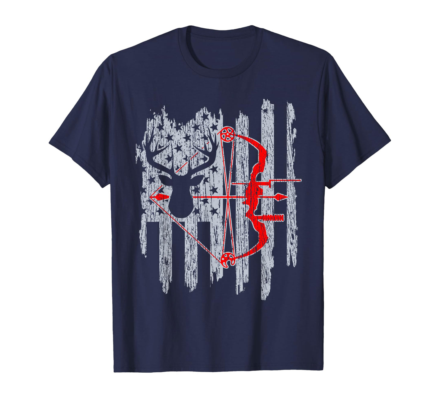 Bow Hunting American Flag Patriotic Deer Hunter T-Shirt