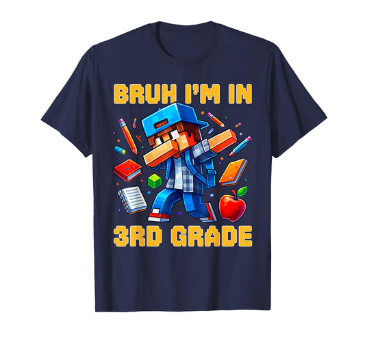Bruh I'm in 3rd Grade Dabbing Boys Kids Gamer Back to School T-Shirt