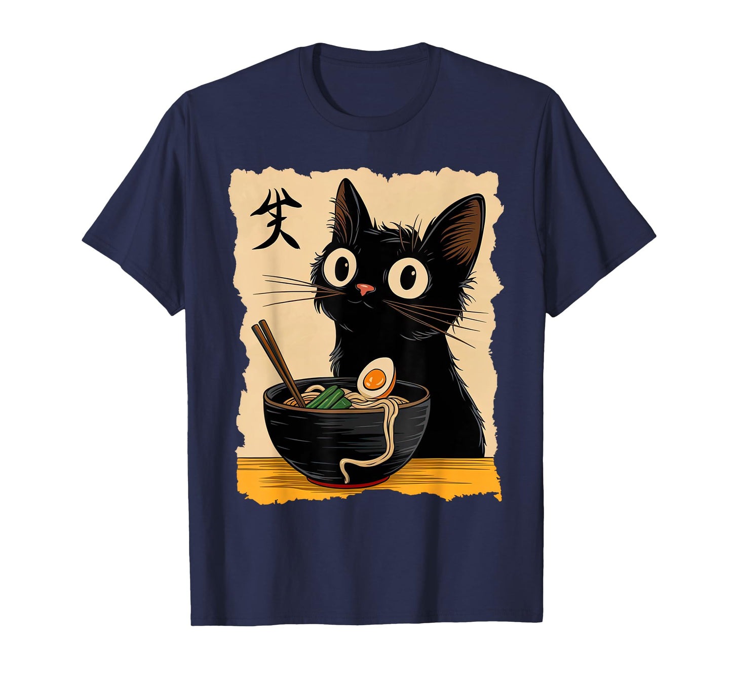 Black Cat Ramen Japanese Kawaii Anime Cat Ramen T-Shirt
