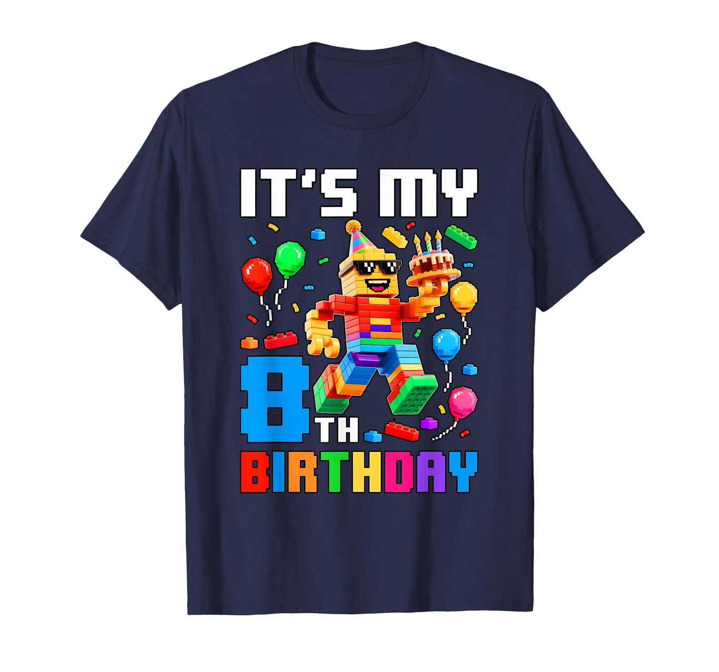 It's My 8th Birthday Building Brick 8 Years Old Boys Kids T-Shirt