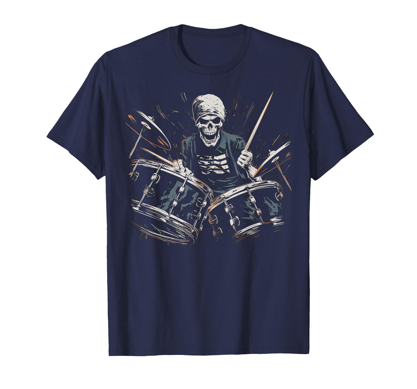 Skeleton Drummer Guy Rock And Roll Band Rock On Drum Kit T-Shirt