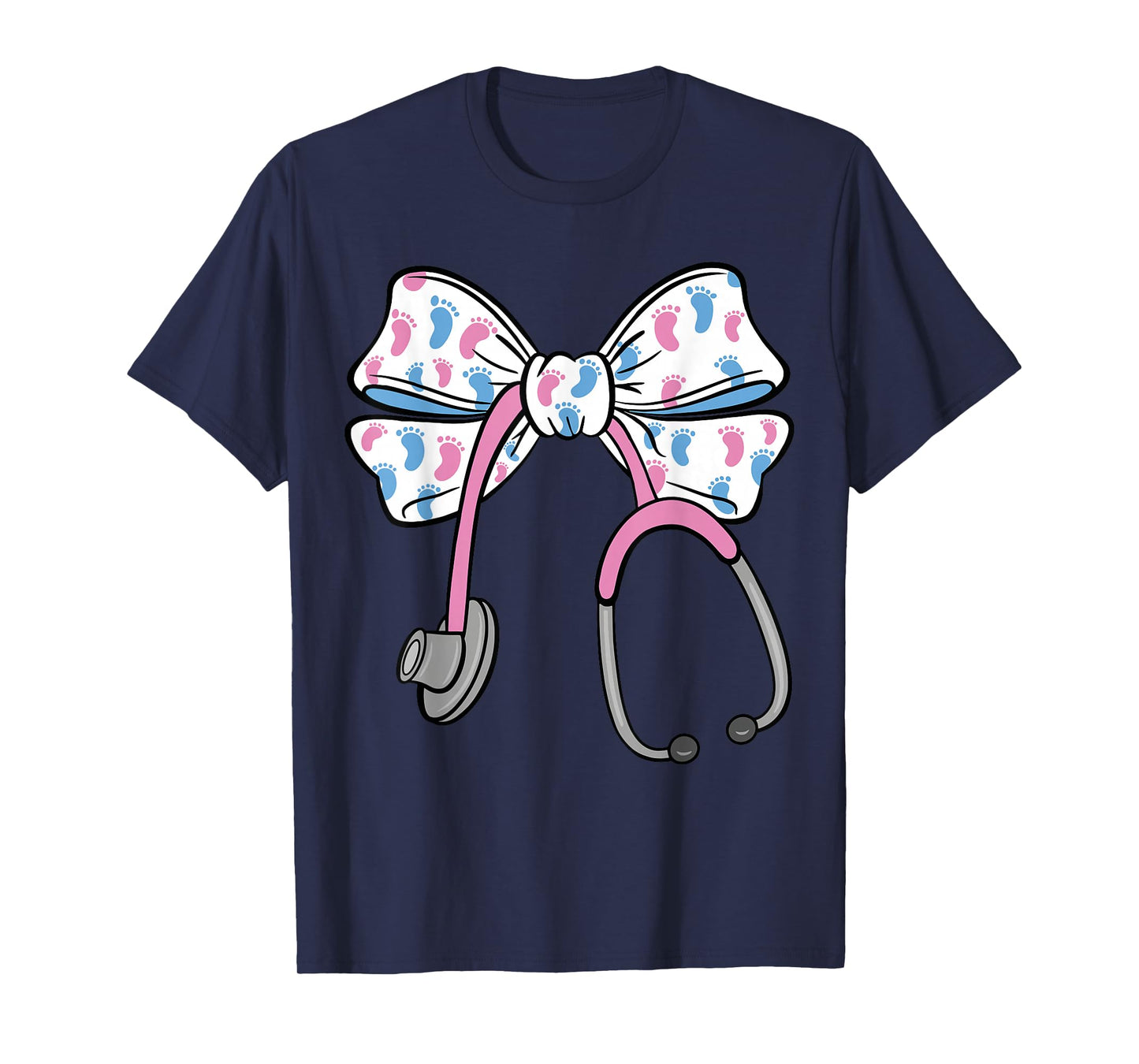 Cute Coquette Bow Stethoscope L&D Labor and Delivery Nurse T-Shirt