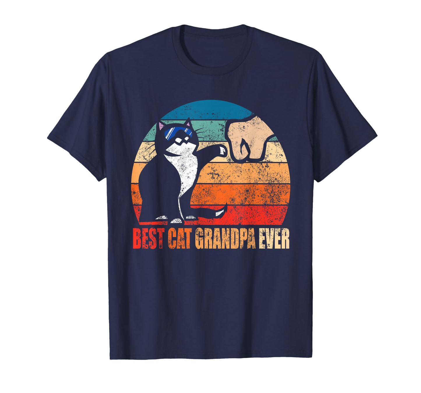 Retro Best Cat Grandpa Ever Funny Fist Bump Granddad Gift T-Shirt