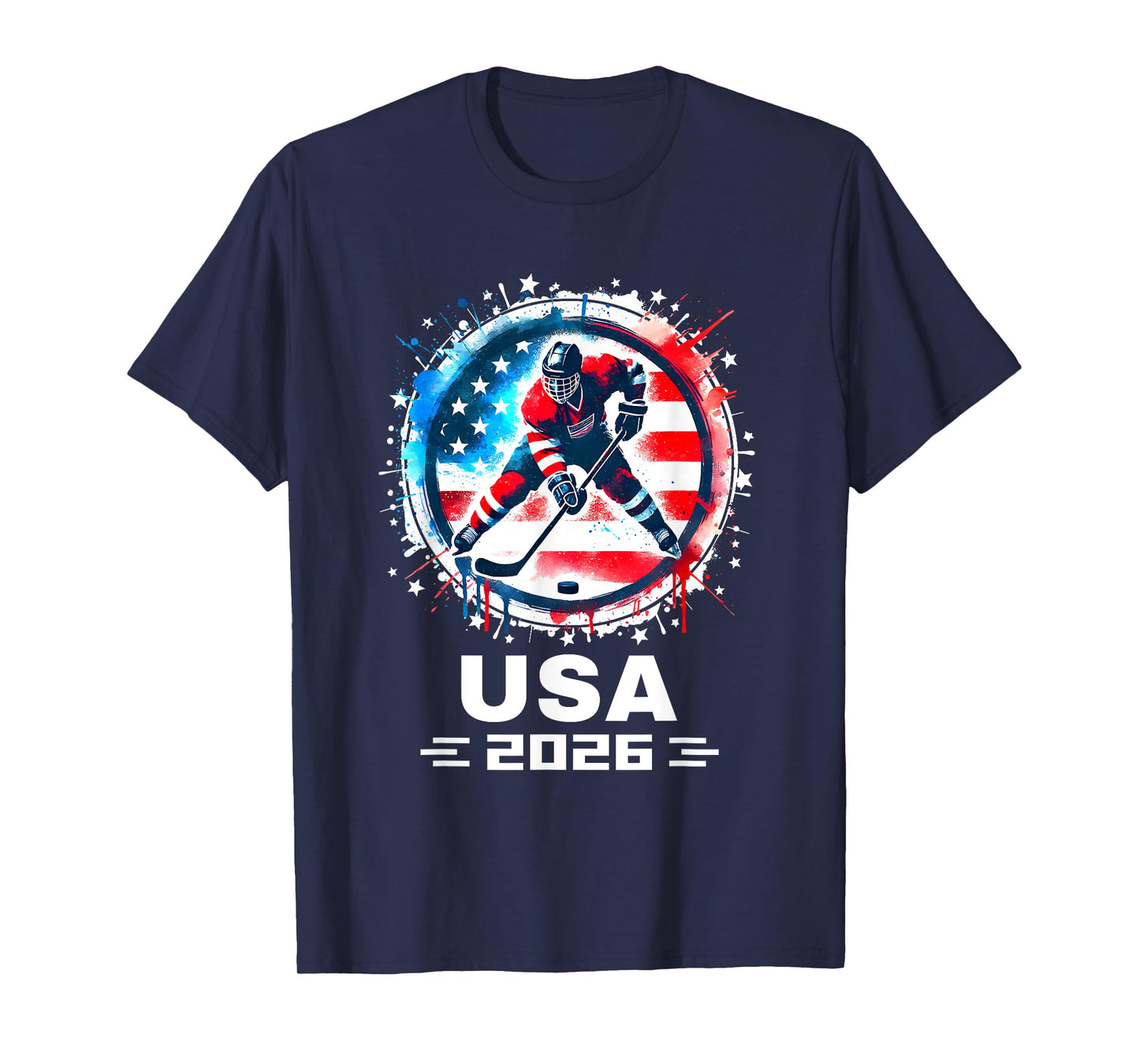USA Team 2026 Hockey American Flag Women Men Kids Hockey T-Shirt