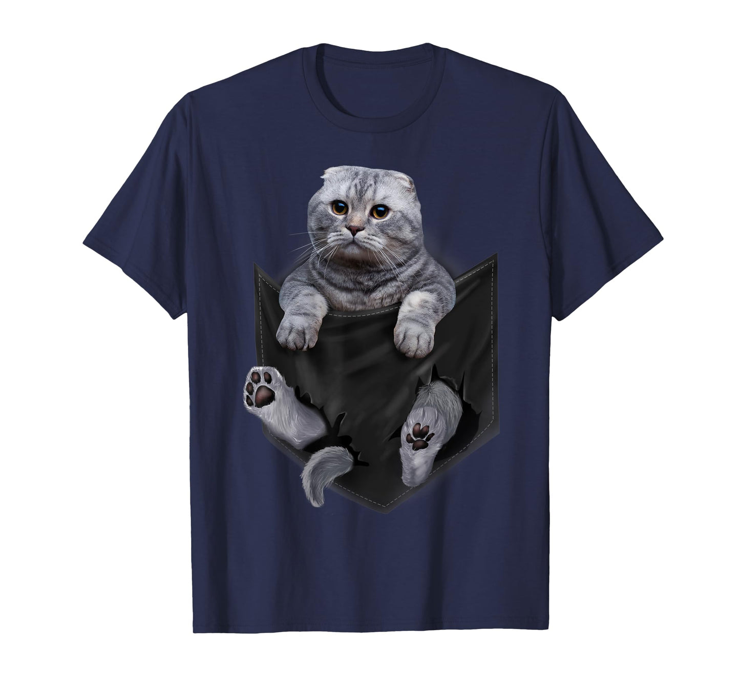 Scottish Fold Cat in Pocket T-Shirt Cats Tee Shirt Gifts T-Shirt