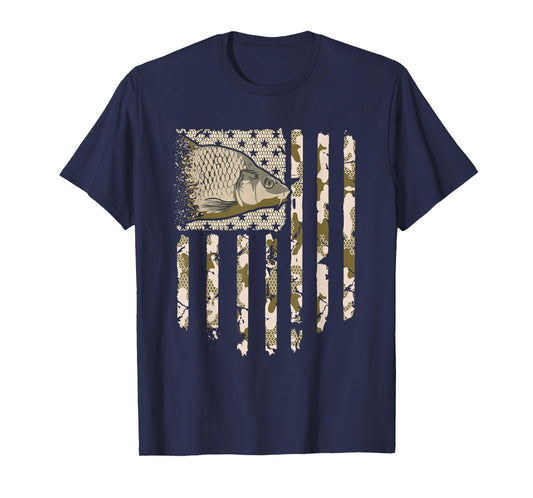 Carp Fishing Camo American Flag Camouflage Fisherman Vintage T-Shirt